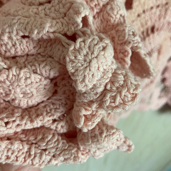 POL Pink Peach Crochet Button Front Cardigan One Size SMC79 Beautiful - Picture 9 of 13